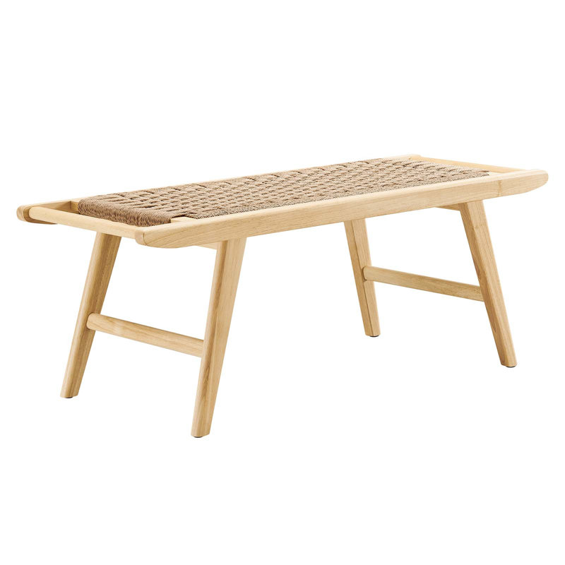 Saoirse 47" Woven Rope Wood Bench, Natural, Natural