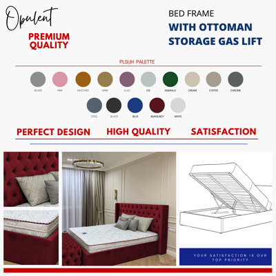 Upholstered Velvet Lift Up Storage Bed