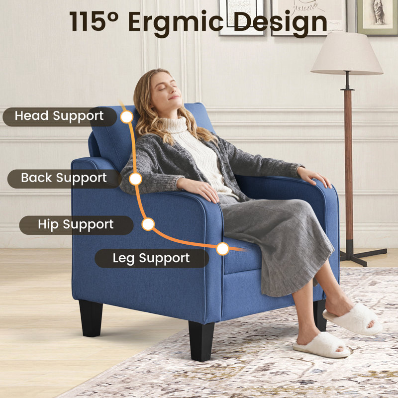 Upholstered Armchair, Blue