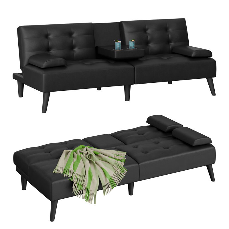 Arjeta  64'' Faux Leather Convertible Futon