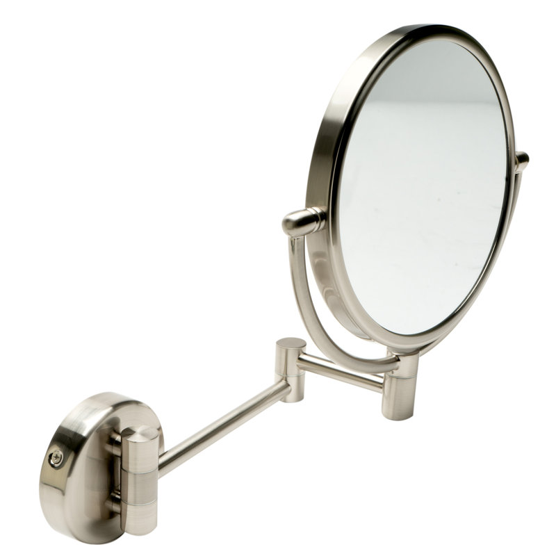 Miroir de maquillage / rasage mural rond grossissant, Nickel brossé