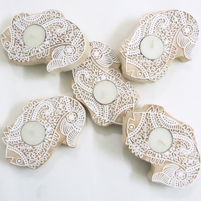  Handmade Wooden Candle Holder Natural Wood Stain Finish for Elegant Home Décor( Packof-6)