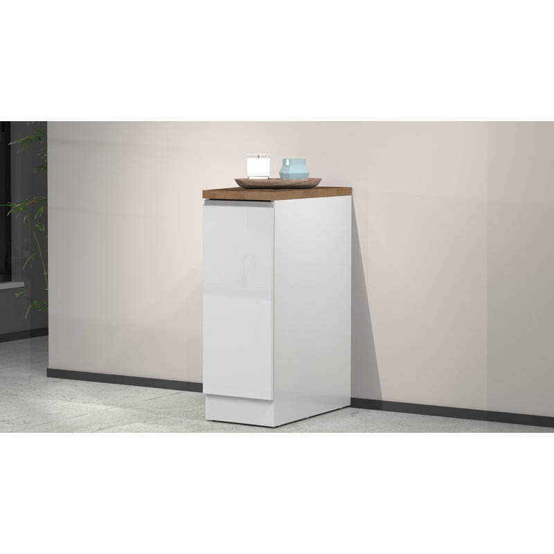 Pameal Kitchen Pantry, Oak Wood/White