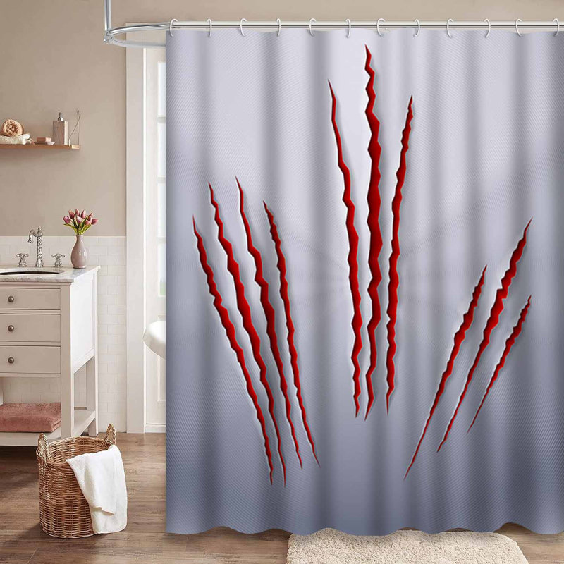 Rideau de douche rouge à 12 crochets Wound Mark Scratch Animal, L 72 po x l 72 po