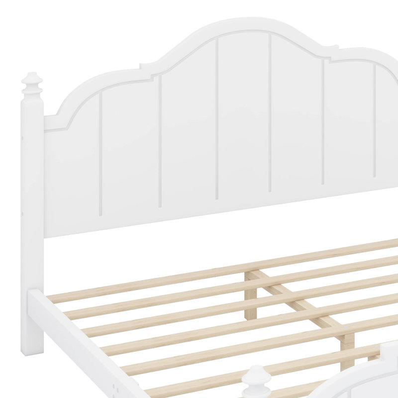 Base de lit plateforme en bois massif rétro avec tête de lit sculptée, support de lattes dense, joints de mortaise-tenon et assemblage facile