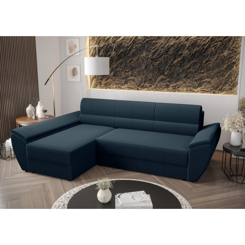 Sreenika 3 Seater Corner Sofa , Left -sided, Blue - Poso5