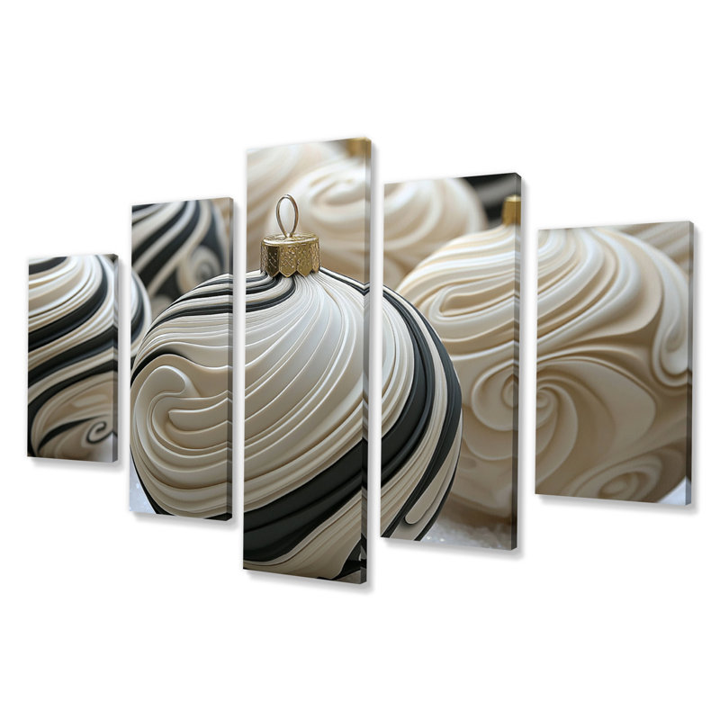 «White and Black Christmas Peppermint Swirl III», ensemble d'art sur toile de Noël