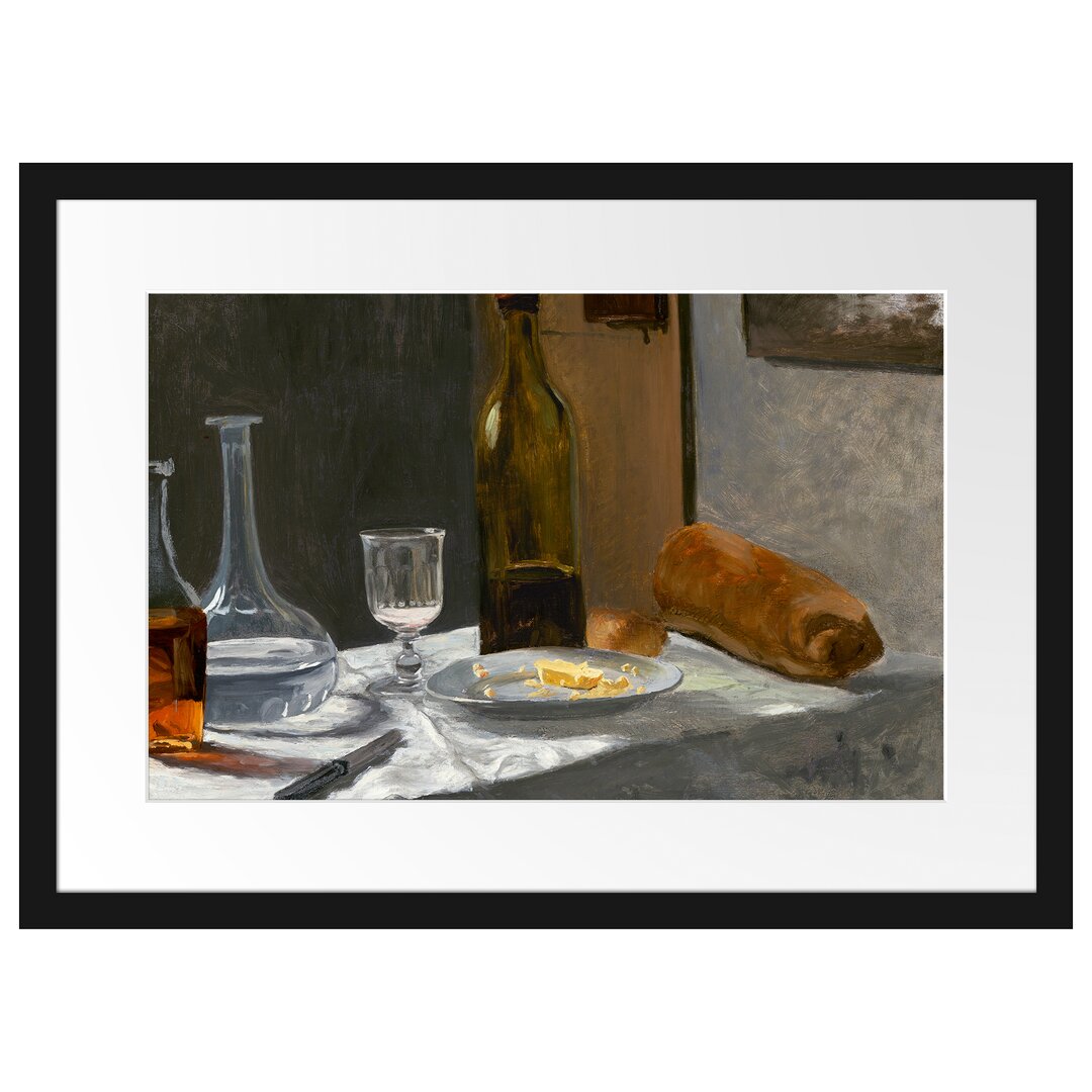 Gerahmter Kunstdruck Still Life with Bottle von Claude Monet