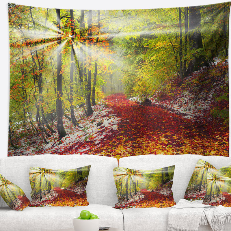 Tapisserie lumineuse de forêt alpine colorée Landscape, H 50 po x l 60 po