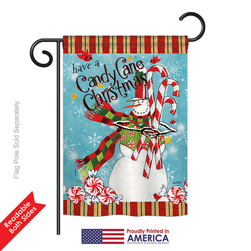 Canne à sucre de noël winter vertical à 2 côtés 19 po x 13 po drapeau de jardin, Bleu pâle, Polyester