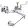 Double Wristblade Lever Handle Service Sink Faucet with Loose-Key Stops and Spout with Bottom Wall Brace