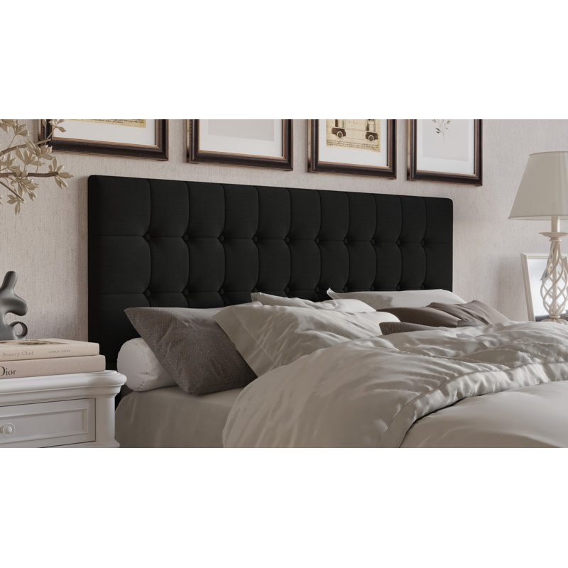 Jadeen Upholstered Panel Headboard, Black, Twin