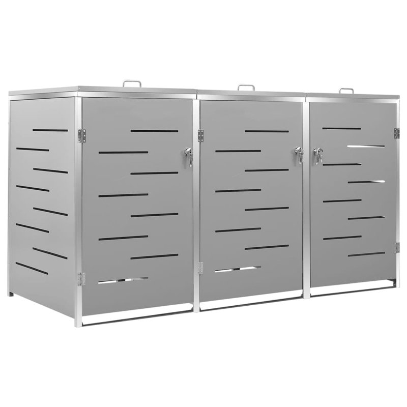 Metal Triple Bin Store, Grey