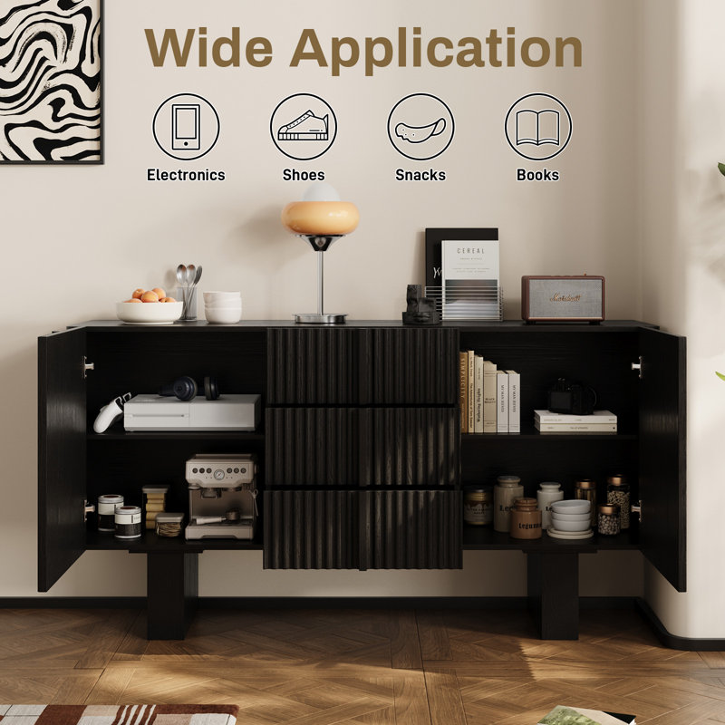 Buffet de rangement 63 po, Noir