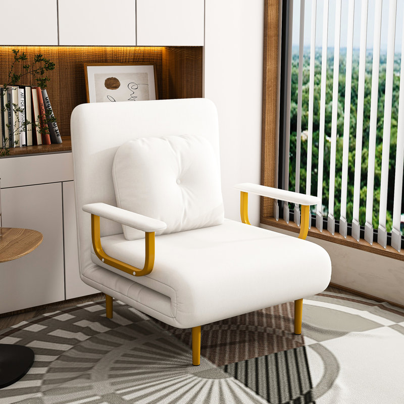 31 canapés-lits pliables convertibles avec 5 coussins réglables et 5, adaptés au salon, à la chambre à coucher et au bureau, blanc, matériau principal en tissu gazon, profondeur de 70,9 po, largeur de 22,19 po, support de résistance industrielle,