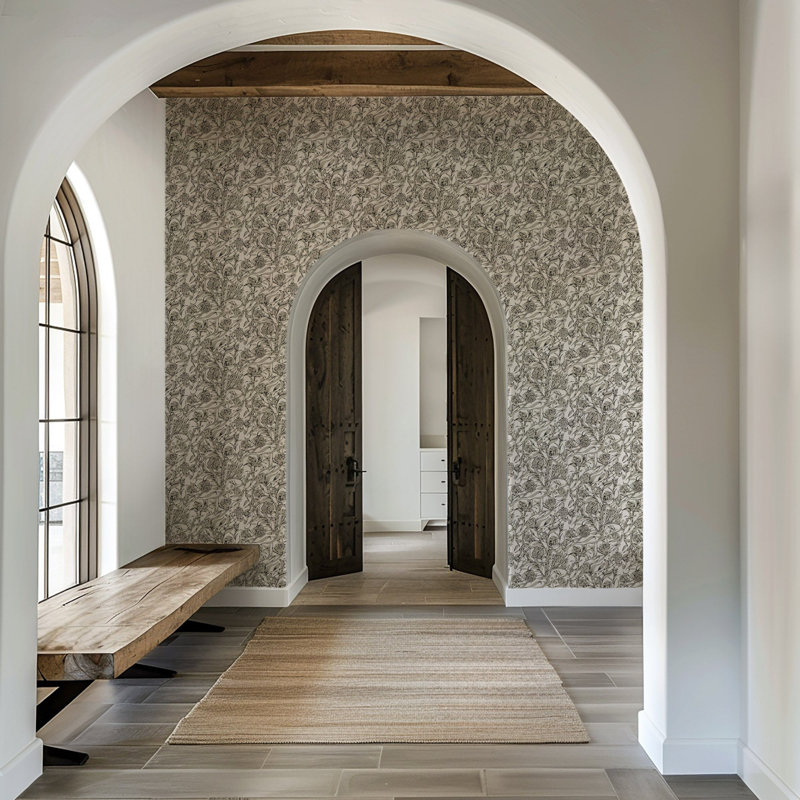 Wandervine - Botanical Wallpaper, Glacial Gray, Peel & Stick