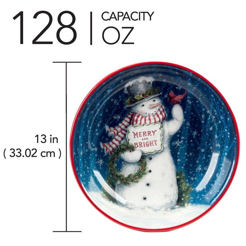 Snowman Greetings Serving/Pasta 13" x 3"