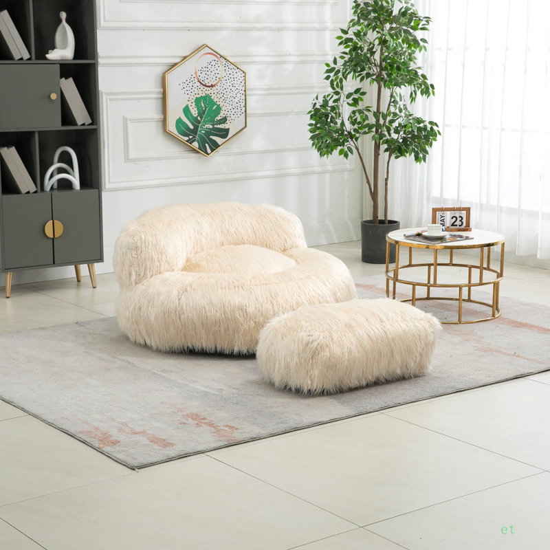 Fauteuil à billes, canapé de plancher avec poignée, fauteuil d'appoint avec repose-pieds pour lire et se détendre