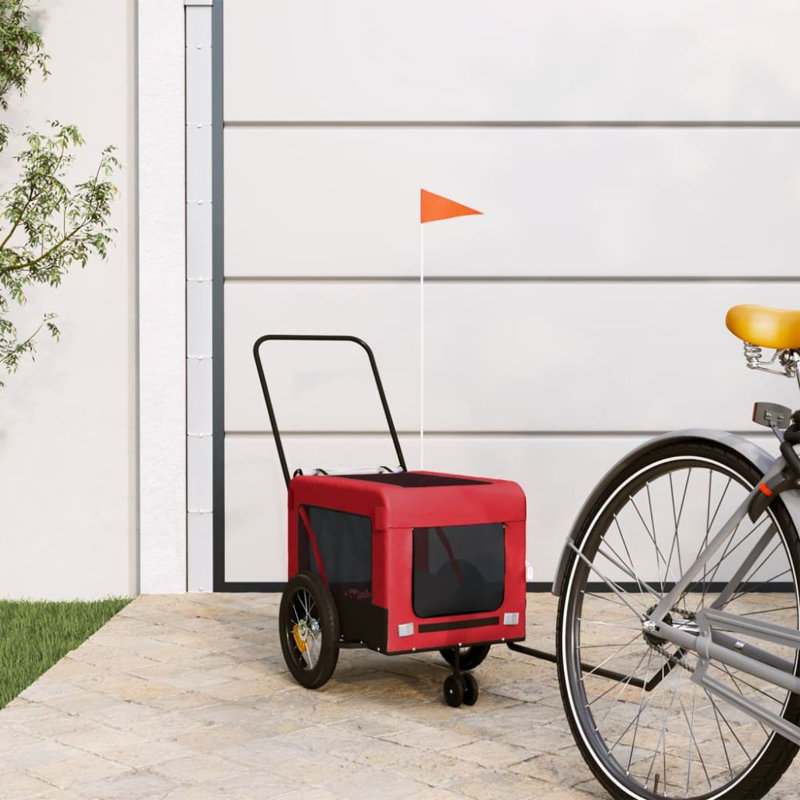 VidaXL Pet Vélo Remorque Vélo Cargo Poussette Chien Tissu et fer Oxford, 47,2 po x 20,9 po x 21,5 po, Rouge