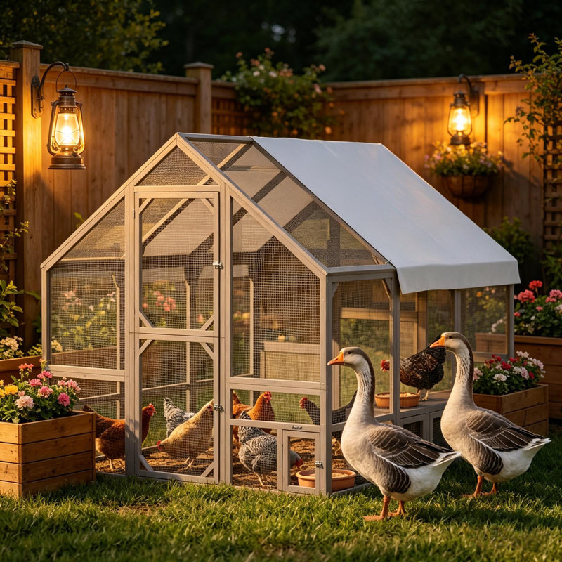Chicken Run Cage,Wooden Chicken Coop,Duck Coop,Pet Coop, Black/Dark Brown