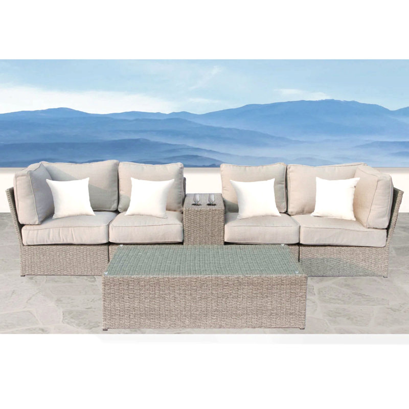 4-Seat Outdoor Wicker Conversation Set With Cushions – Fully Assembled
