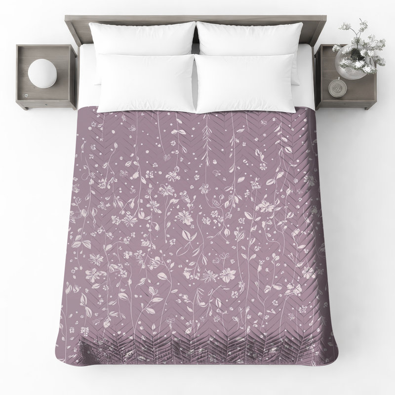 Couvre-lit matelassé délicat à motif floral toutes tailles, Lit simple
