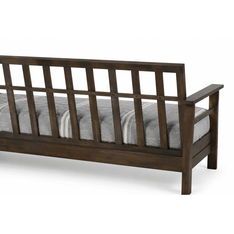 Lit de jour Pendleton à cadre en bois avec matelas et coussins de dossier, Lin turquoise