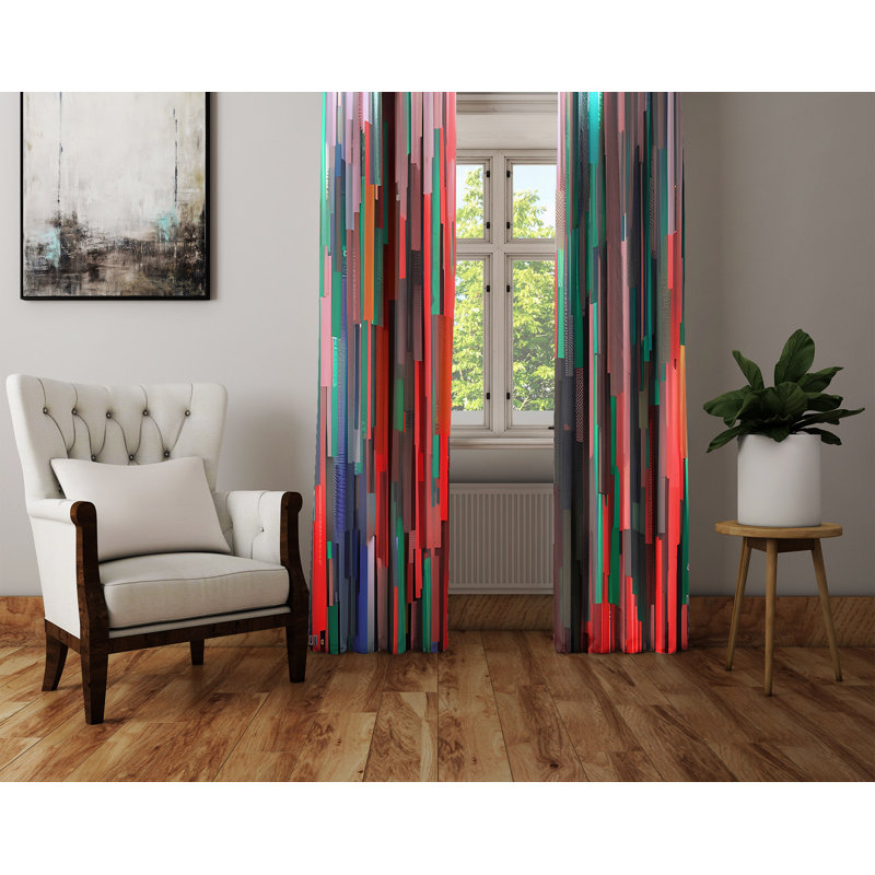Paire de rideaux semi-transparents en polyester Kursat, L 20 po x L 61 po