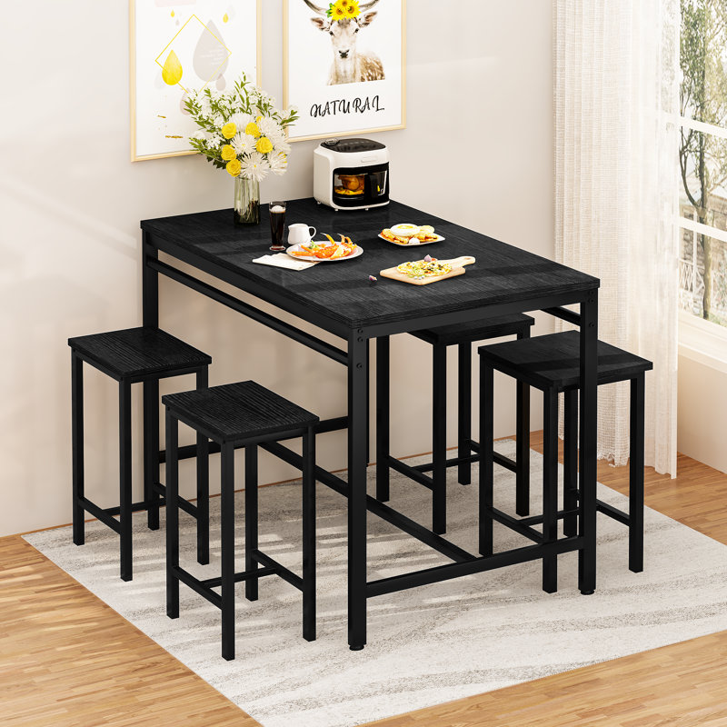 Parton 4 - Person Four Leg Dining Set, Black