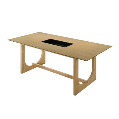 Natural Dining Table - Ash Veneer Finish Spacious For Family Meals Stable Double U-shaped Base Synthetic Wood Construction 87 Lb, 35" D X 71" W 30" H Rectangular Warm And Inviting Ambiance Made From