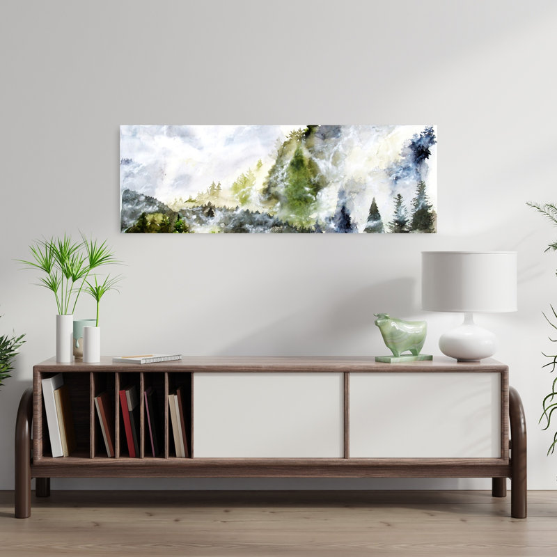 Misty Mountain Forest Dreamy Ethereal Peaceful Evergreen, H 36 po x l 12 po