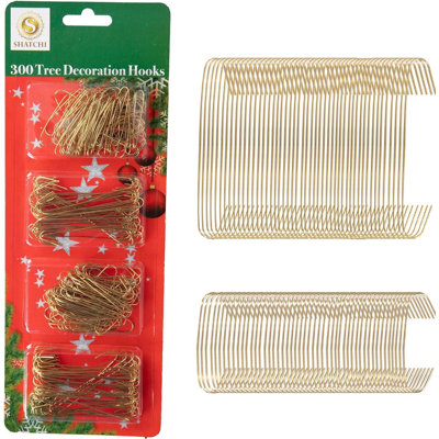 300Pcs Tree Decoration Hooks for Hanging Ornaments Securely, Flexible Metal C‑Shaped Christmas Ornament Hangers