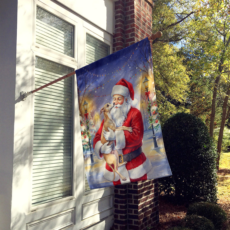 Italian Greyhound with Santa Claus House Flag, House Size, Italian Greyhound