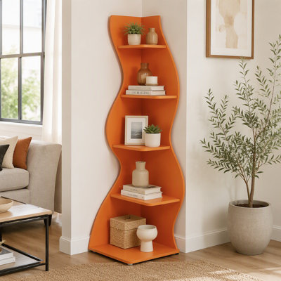 5-Tier Corner Shelf, Modern Wall Corner Bookshelf Bookcase