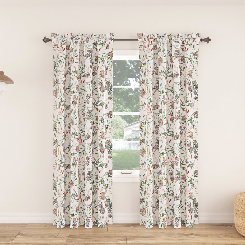 Kiali Watercolor Floral Room Darkening Rod Pocket Curtain Panel, 54" W x 63" L