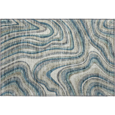Premium Machine Washable Prisco Teal Rug