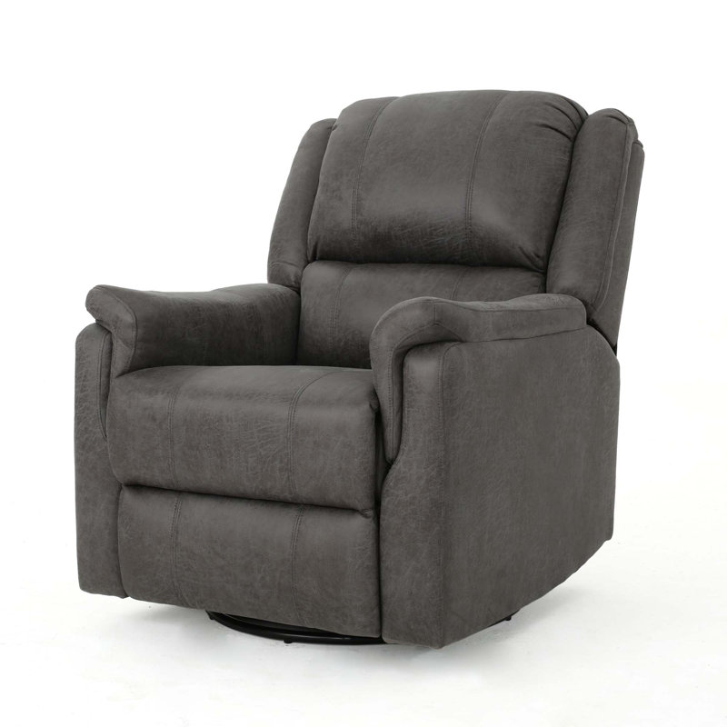 Themba Swivel Recliner, Slate Microfiber / Microsuede