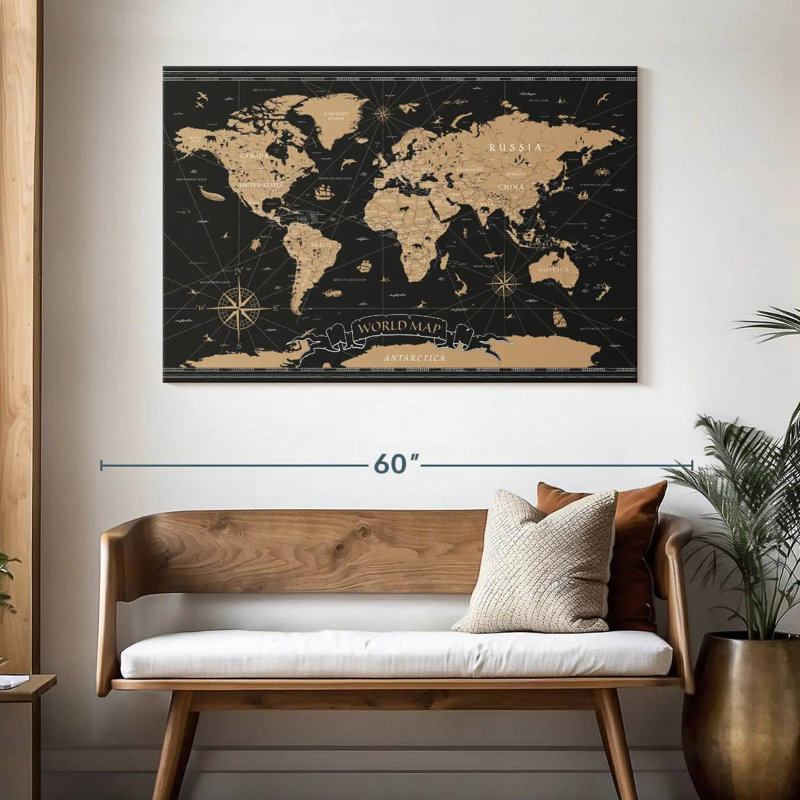 Aliaz Grand World Map, 32" H x 48" W