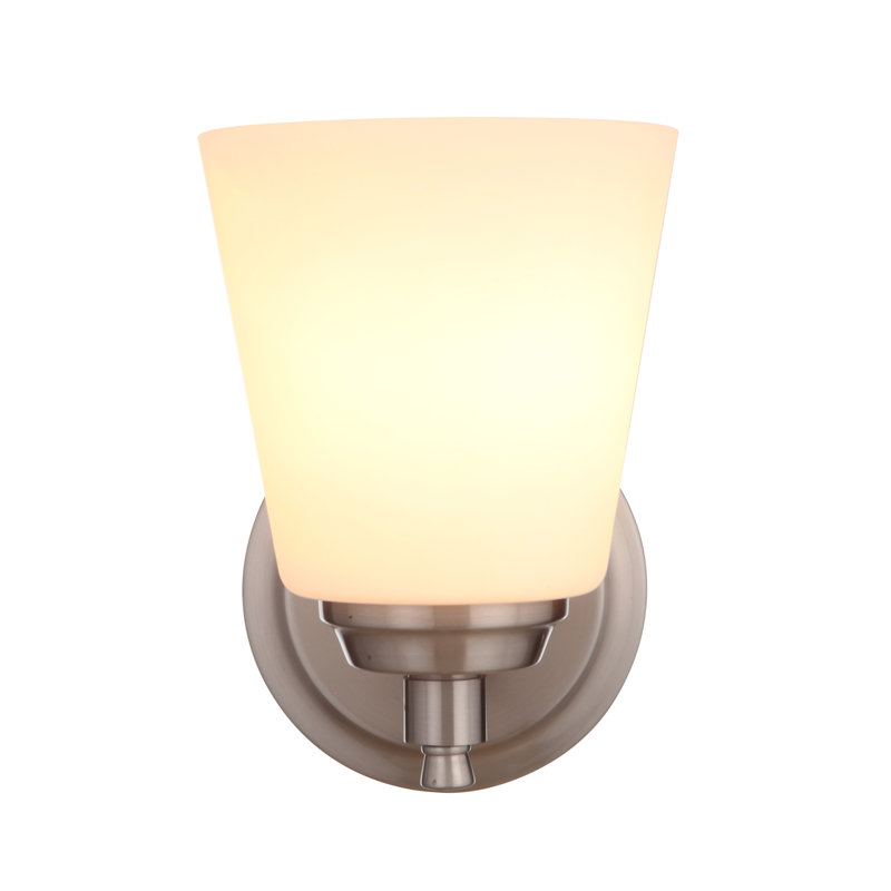 Yates Armed Sconce, White Frosted, Brushed Polished Nickel