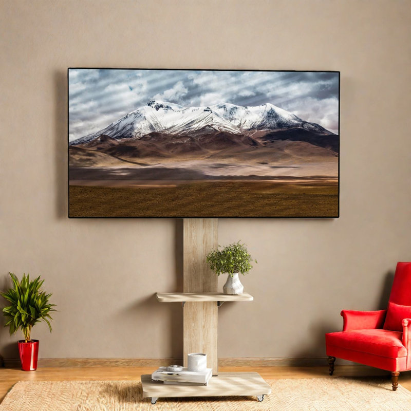Meuble télé mobile avec tablettes en MDF réglables et finition naturelle pour n'importe quelle pièce