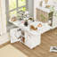Îlot de cuisine polyvalent avec 6 roues, armoire, support de rangement et table de salle à manger pliable, blanc