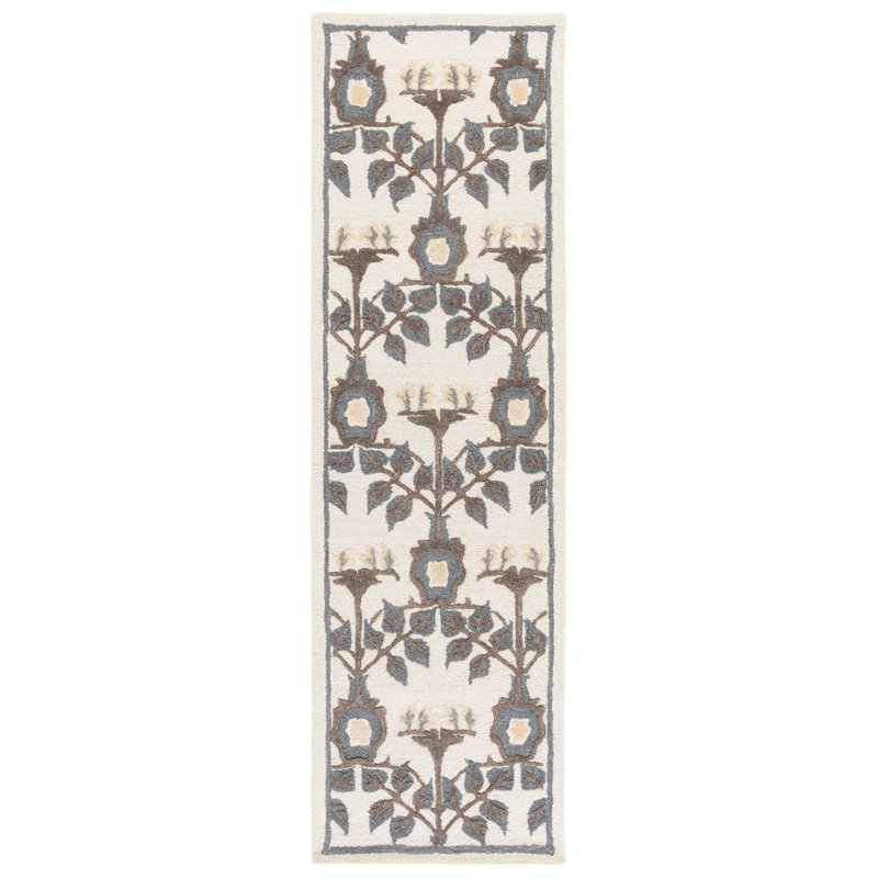 Earthly Treasures Hand Tufted Wool;Cotton;Viscose Floral Indoor Rug, Runner 2'3" x 8'