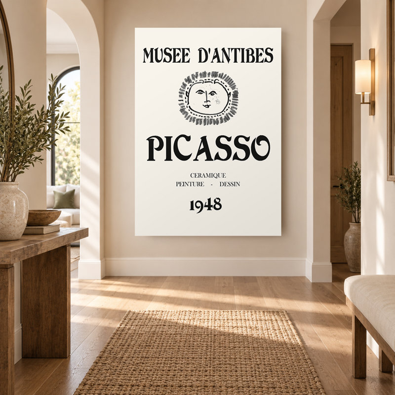 Affiche vintage en noir et blanc d'exposition de musée, art mural sur toile, H 30 po x l 20 po