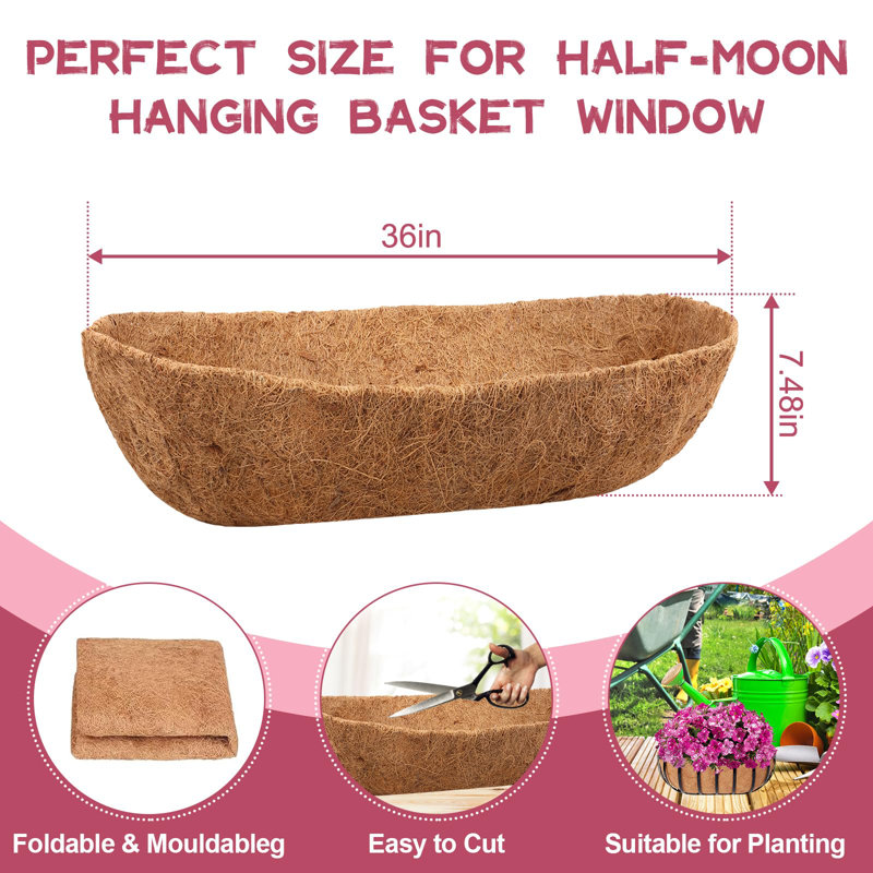 2 Pack 36 Inch Trough Coco Coir Liners For Planters
