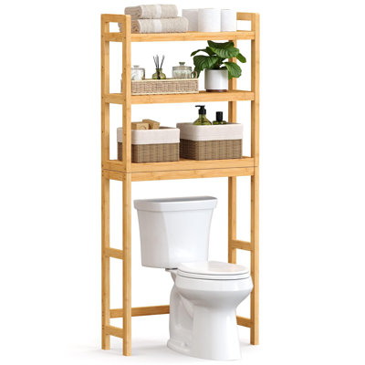Étagère de salle de bain moderne à 3 niveaux en bambou, réglable et facile à assembler, P 10,2 po x l 24,8 po x H 64,2 po