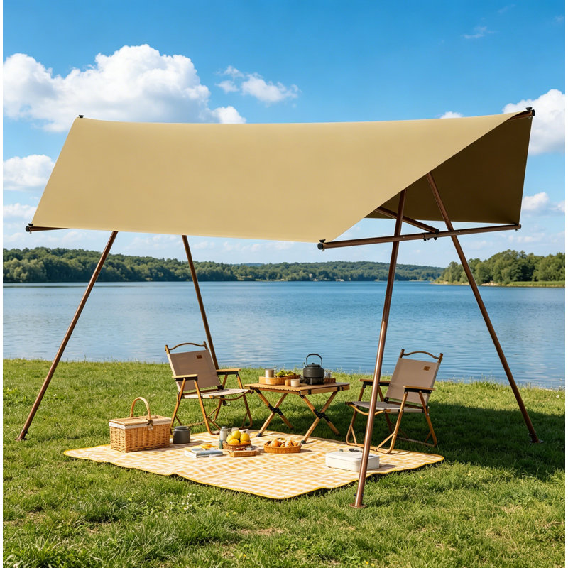 Voile d'ombrage hexagonale 206 po x 118 po avec protection UV UPF 50+ et tissu en polyester, kaki pâle