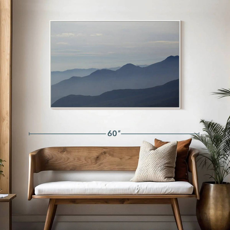 Foggy Mountain Range, Floating Frame White, 46" X 31"