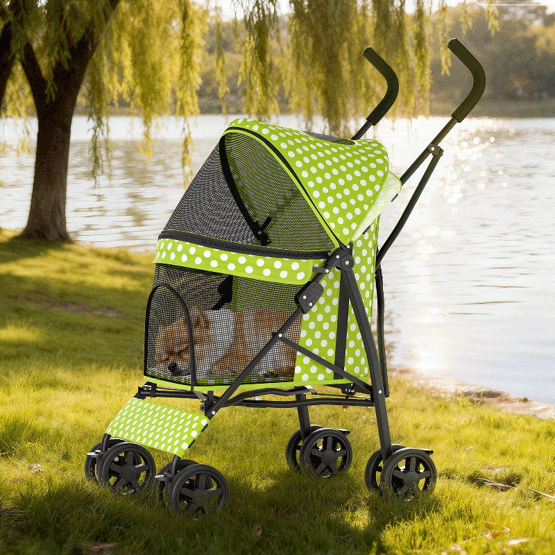 Poussette pour chien avec poussette réglable, Vert
