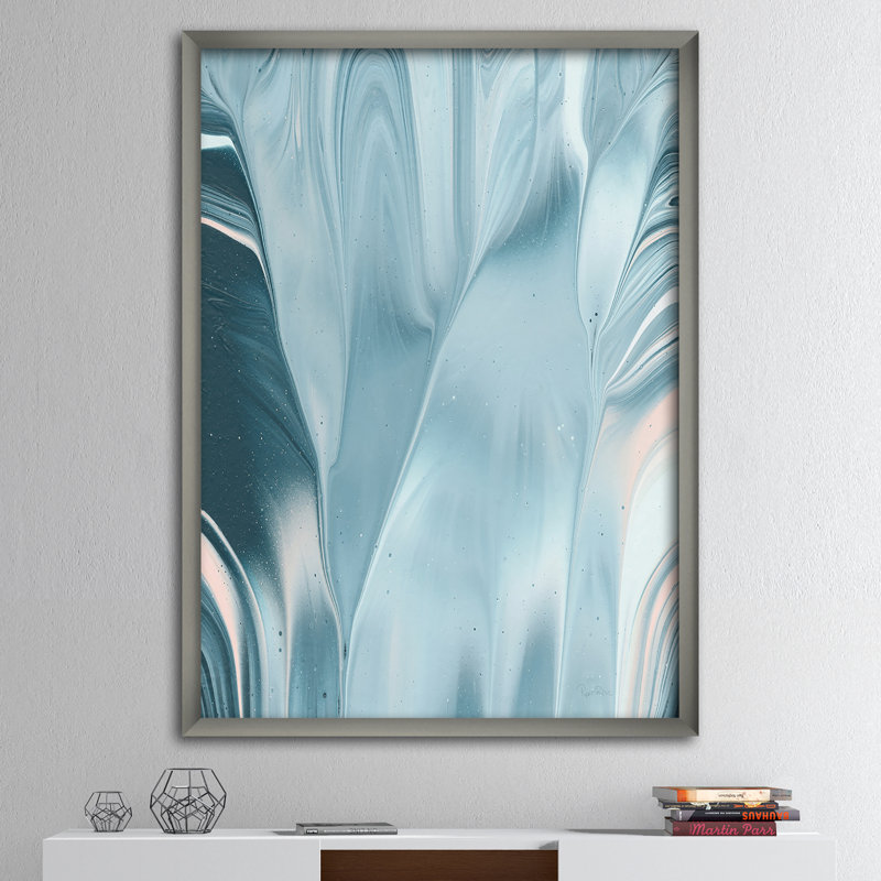 « blue modern water i », reproduction d’image sur toile, Cadre argenté, H 20 po x l 12 po x P 1po