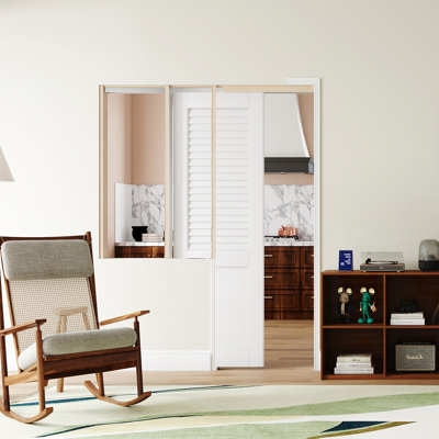 Interior Pocket Doors - Half Panel Louvre Design Standard Door Slab Prefinished Solid Core Doors With Pocket Door Hardware Kit